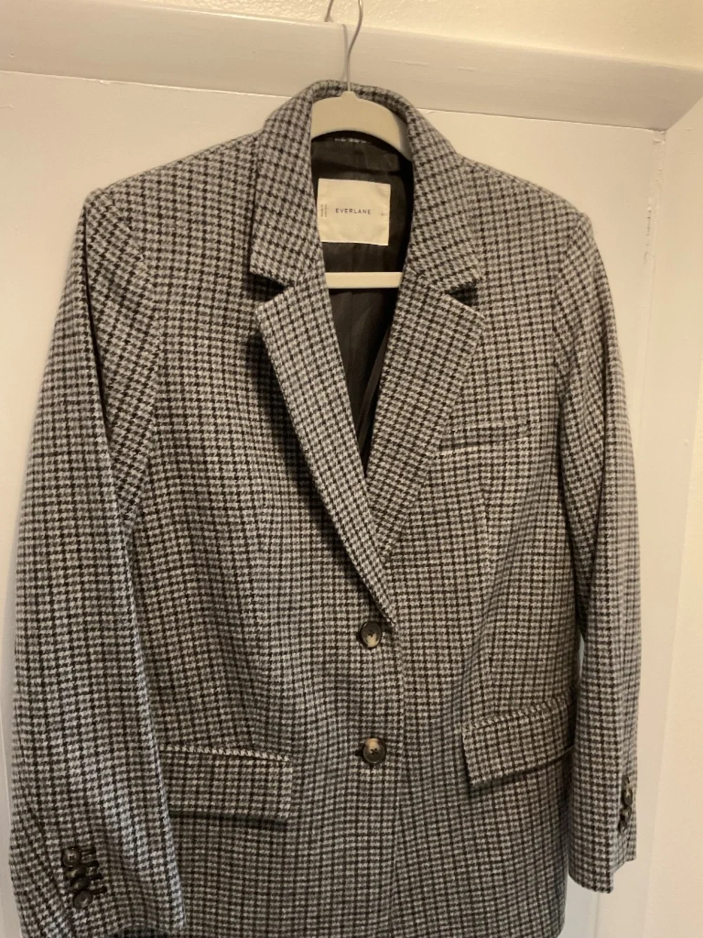 Everlane Oversized Blazer, Size 4, Grey Plaid Pattern